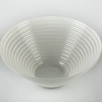 Glass decorative bowl SELMA, white, 3.1"/8cm, Ø7.5"/19cm