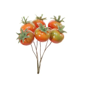 Artificial vegetable Cherry tomato THIENO, 6 pieces, red-green, 4.7"/12cm