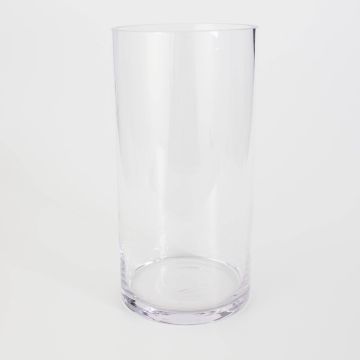 Cylindrical flower vase SANSA EARTH, glass, clear, 10"/25cm, Ø6"/15cm