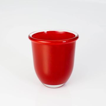 Cachepot made of glass FYNN, red, 6"/15cm, Ø5.3"/13,5cm
