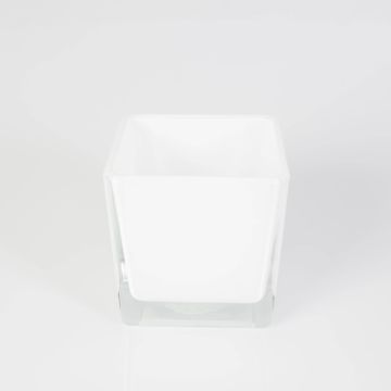 Glass lantern KIM EARTH, white, 4"x4"x4"/10x10x10cm