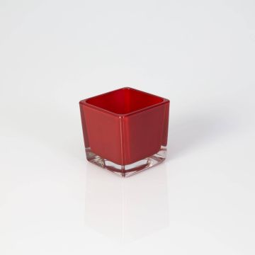 Glass lantern KIM EARTH, red, 2.4x2.4"x2.4"/6x6x6cm