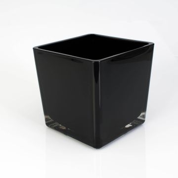 Glass flowerpot KIM EARTH, black, 5.5"x5.5"x5.5"/14x14x14cm