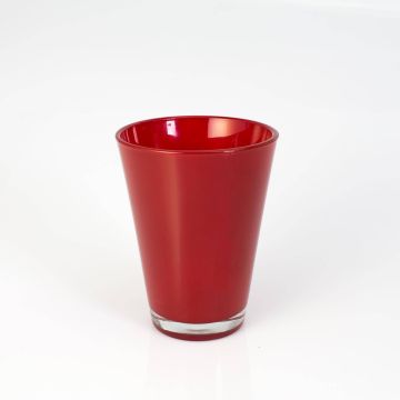 Decorative vase ANNA EARTH, conical shape, glass, red, 6"/15cm, Ø4.3"/11cm