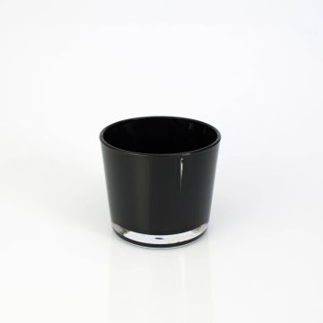 Large tealight holder ALENA, glass, black, 3.3"/8,5cm, Ø4"/10cm