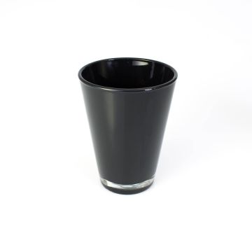 Decorative vase ANNA EARTH, conical shape, glass, black, 6"/15cm, Ø4.3"/11cm