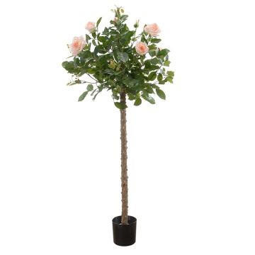 Decorative rose tree KAMELIA with blossoms, artificial trunk, pink-cream, 4ft/115cm