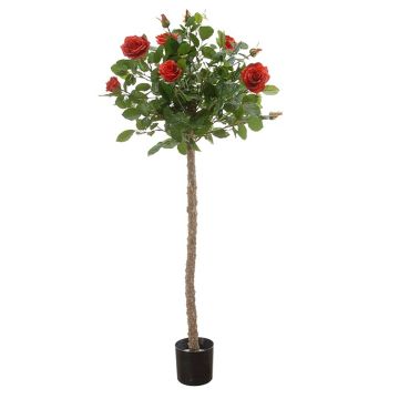 Decorative rose tree KAMELIA with blossoms, artificial trunk, red, 4ft/115cm