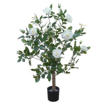 Artificial rose tree KANDJA with blossoms, artificial trunk, cream, 3ft/100cm