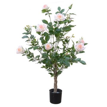 Artificial rose tree KANDJA with blossoms, artificial trunk, pink-cream, 3ft/100cm