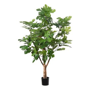 Artificial fig tree BOGUMIL with fruits, real trunk, green, 3ft/100cm