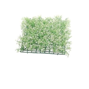 Artificial flower hedge / mat Baby's breath DEBILE, white-green, 10"x10"/26x26cm