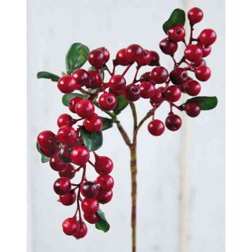 Artificial elderberry branch IRMINA with berries, red, 14"/35cm