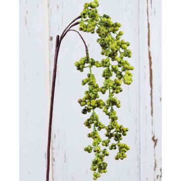 Artificial Elderberry Branch SWANTJE, fruits, green, 16"/40cm