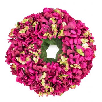 Artificial hydrangea wreath MEJA, pink, Ø14"/35cm
