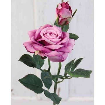 Artificial rose SINJE, violet, 14"/35cm, Ø3.5"/9cm