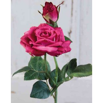 Artificial rose SINJE, pink, 14"/35cm, Ø3.5"/9cm