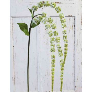 Artificial amaranth branch SENIO with flowers, green-white, 28"/70cm