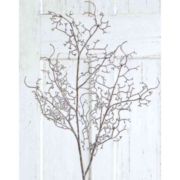 Artificial hazelnut branch YAURELIS, frosted, brown-white, 3ft/110cm
