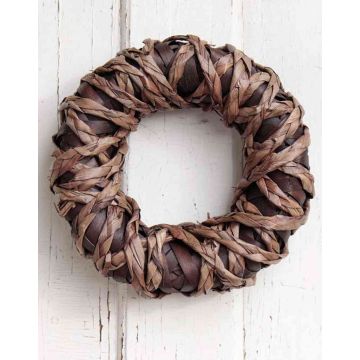 Wicker wreath SMOKEY, brown, Ø10"/27cm