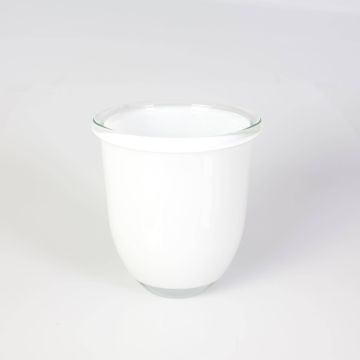 Cachepot made of glass FYNN, white, 6"/15cm, Ø5.3"/13,5cm