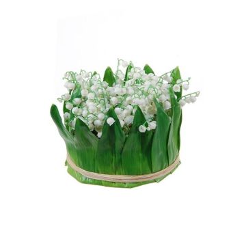 Artificial flower arrangement of Lily of the valley IKENNA, white, 4.7"/12cm, Ø 6.3"/16cm