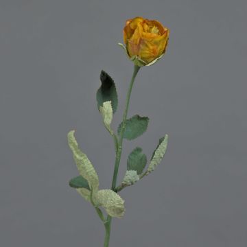 Artificial rose FREIDA, Eco Collection, orange-yellow, 24"/60cm, Ø1.6"/4cm