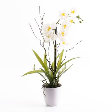 Fake orchid phalaenopsis MELINA decorative potwhite, 26"/65cm, Ø3.1"/8cm