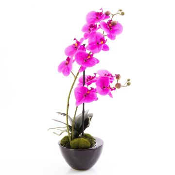 Fake orchid phalaenopsis MELINA in ceramic pot, pink, 18"/45cm, Ø3.1"/8cm