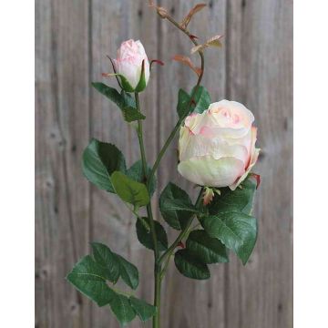 Artificial rose CARUSA, pink-cream, 31"/80cm, Ø3.1"/8cm