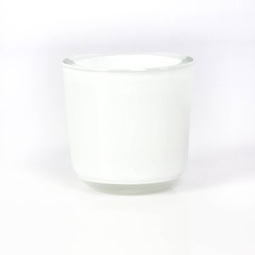 Candle glass for tea lights NICK, white, 3.1"/8cm, Ø3.1"/8cm