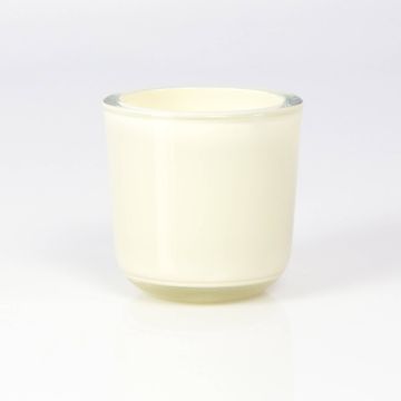 Candle glass for tea lights NICK, cream, 3.1"/8cm, Ø3.1"/8cm