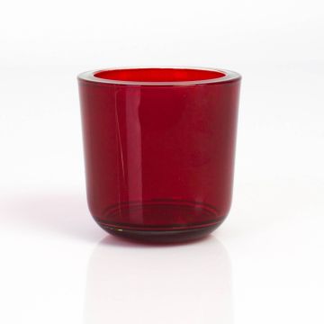Candle glass for tea lights NICK, red-transparent, 3.1"/8cm, Ø3.1"/8cm