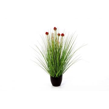 Artificial allium grass AIDEN in a decorative pot, red, 70cm