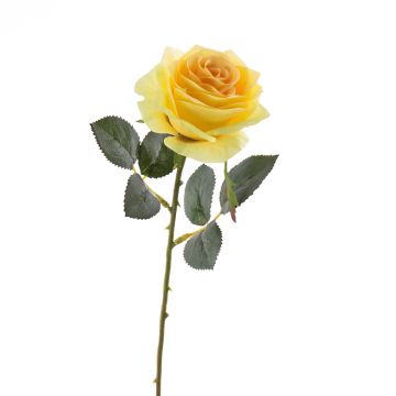 Silk rose spray SIMONY, yellow, 18"/45cm, Ø3.1"/8cm