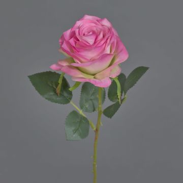 Silk rose spray SIMONY, pink-fuchsia, 18"/45cm, Ø3.1"/8cm