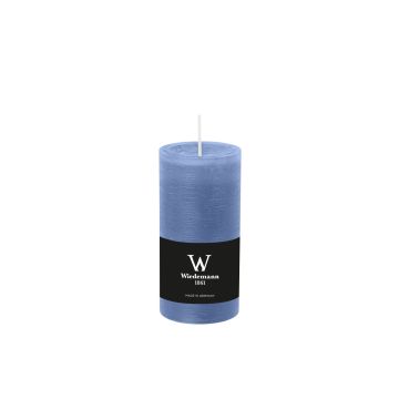 Block candle AURORA, grey-blue, 4.7"/12cm, Ø2.3"/5,8cm, 42h - Made in Germany