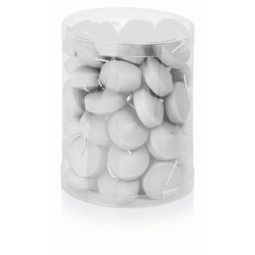 Floating candles ORNELLA, 50 pieces, white, Ø1.9"/4,8cm, 5h
