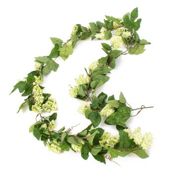 Fake Garland of hops KRATEOS, with flowers, green, 7ft/200cm