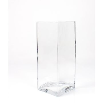 Glass flower vase angular JACK EARTH, clear, 5.5"x5.5"x14"/14x14x35cm