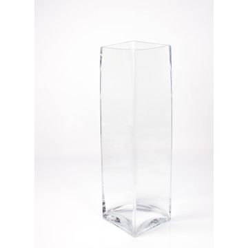 Glass flower vase angular JACK EARTH, clear, 5.5"x5.5"x19"/14x14x49cm