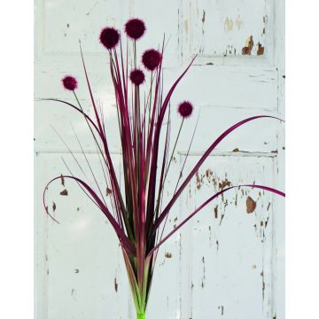 Artificial cotton grass PINTANA with panicles, spike, burgundy, 30"/75cm