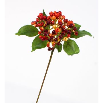 Artificial elderberry branch HELMA with berries, orange-red, 12"/30cm