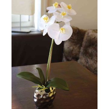Artificial orchid Phalaenopsis EMILIA, ceramic pot, white, 18"/45cm