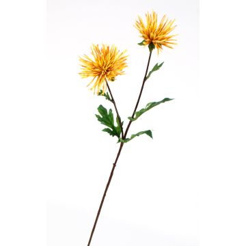 Plastic chrysanthemum ESTELLE, yellow-orange, 28"/70cm, Ø3.1"-4"/8-10cm