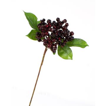 Artificial elderberry branch HELMA with berries, burgundy-red, 12"/30cm