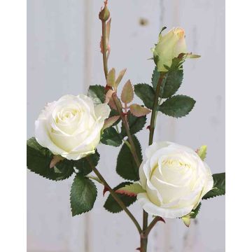 Fake rose DELILAH, cream-white, 22"/55cm, Ø2.4"/6cm