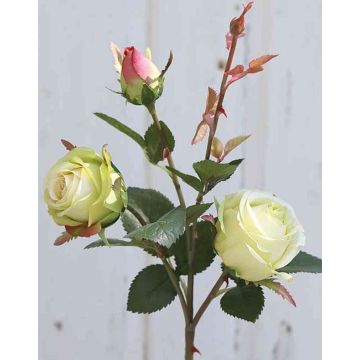 Fake rose DELILAH, cream-green, 22"/55cm, Ø2.4"/6cm