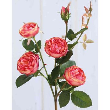 Artificial flower cabbage rose SABSE, pink-apricot, 22"/55cm, Ø1.6"-2"/4-5cm