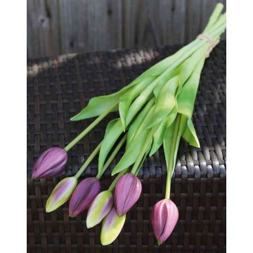 Artificial tulip bouquet LONA, purple-green, 18"/45cm, Ø8"/20cm